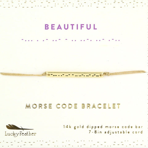 Lucky Feather Morse Code Brilliant Bracelet